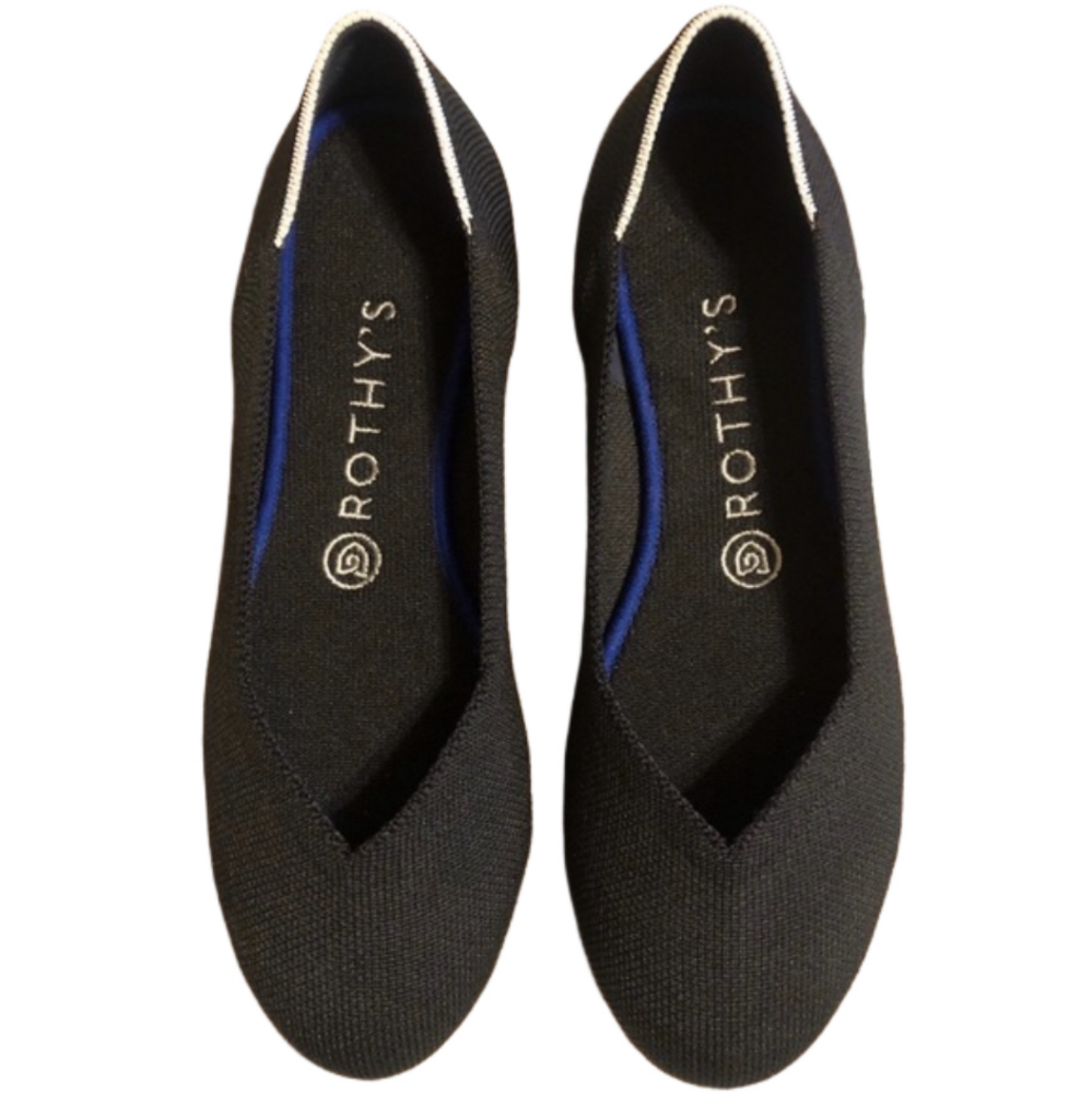 Rothy’s Size 8 The Flat Rounded Toe Soft Flexible in Black Solid